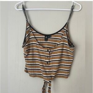 Volcom Striped Brown and‎ White Women's Top Size M